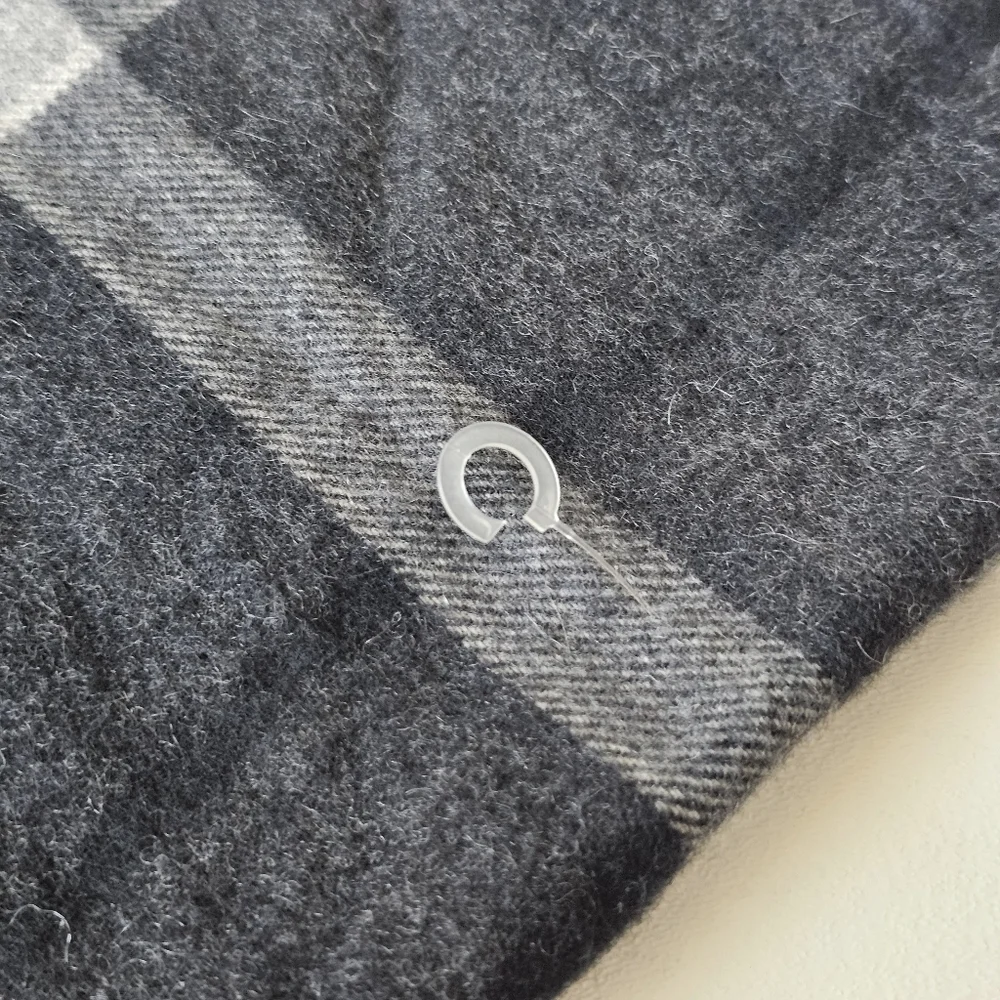 Club Room Men's Plaid Fringe Scarf in Charcoal and Light Gray